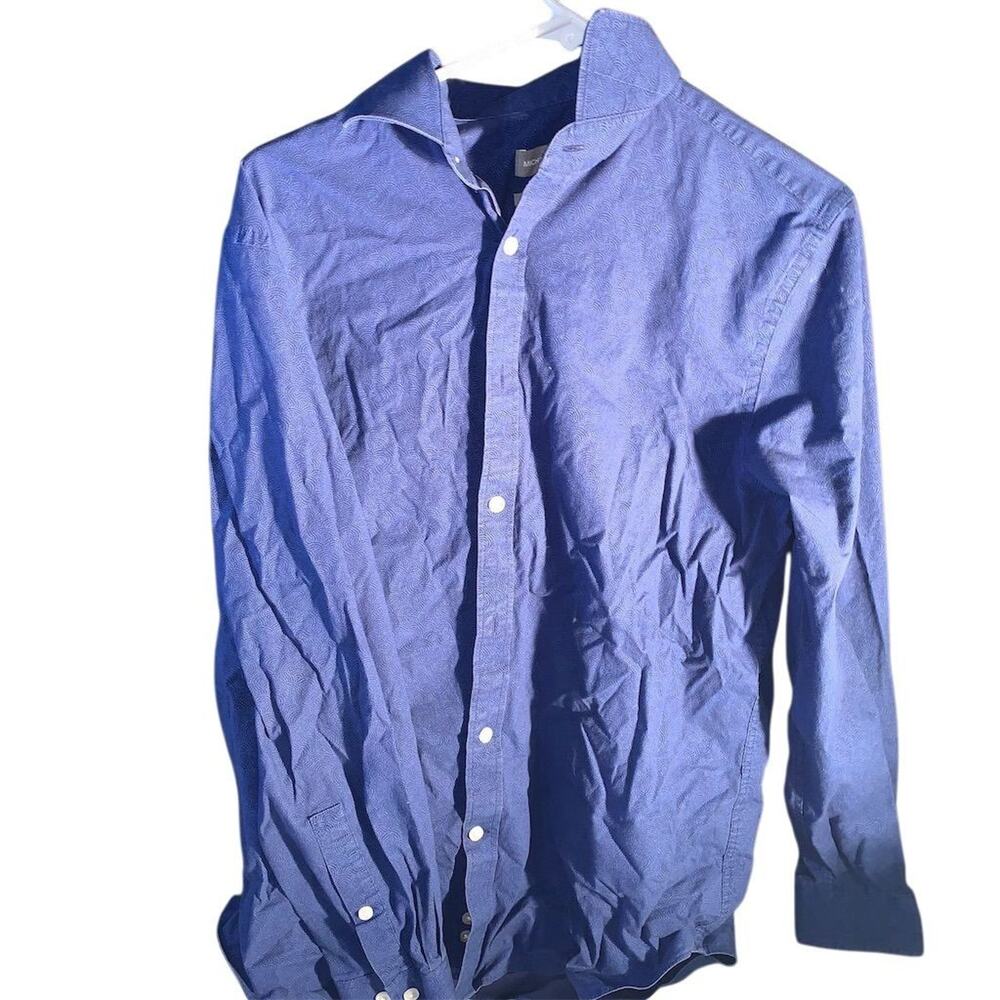 Michael Kors Men's Slim Fit Blue Button-Up Shirt Size M